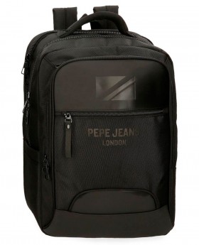 Mochila Portaordenador 2 compartimentos Pepe Jeans Bromley Negra | Maletia.com